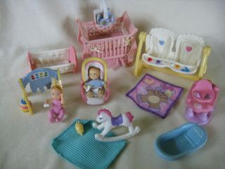 Twin Babies Fisher Price Loving Family Doll House Light,  Sound Nursery Furniture