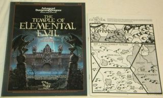 Advanced Dungeons And Dragons The Temple Of Elemental Evil 9147 T1 - 4 Tsr W/ Map