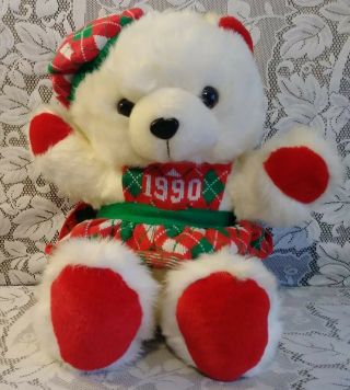 1990 K - Mart Vintage Christmas White Polar Bear Dan Dee Collectible W/ Hang Tag
