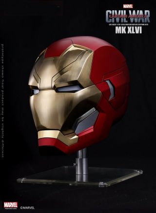 Marvel Captain America Civil War 1/1 Iron Man Mk46 Helmet Automatic On - Off