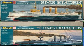 Bundle:revell 1:350 Sms Emdem And Dresden Light Cruiser Models -