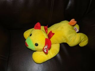 Ty Pillow Pal - Huggy Yellow Bear Plush Tag