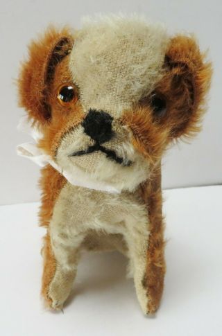 Vintage Mohair Stuffed Dog With Glass Eyes