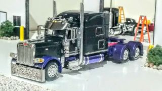 Dcp Custom Purple And Black 389 Peterbilt Semi Truck