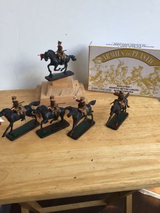 5 Mounted British Cavalry Lancers Toy Soldiers Armies In Plastic Painted