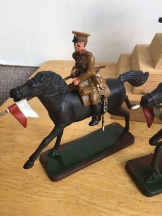 5 Mounted British Cavalry Lancers Toy soldiers Armies In Plastic Painted 2