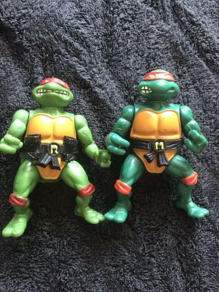 Tmnt Teenage Mutant Ninja Turtles 1988 Raphael & Michelangelo With Belts