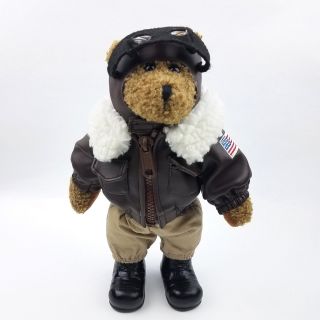 Boeing Pilot Teddy Bear Stuffed Plush 11 " Full Zip Jacket Goggles And Boots