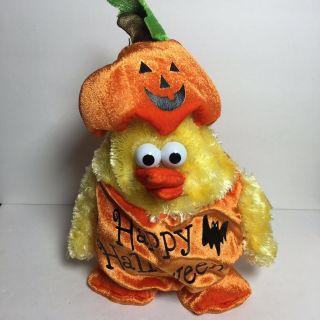 Vintage Dan Dee Musical Dancing Plush Chick Chicken Dance Halloween Pumpkin