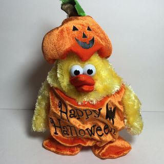 Vintage Dan Dee Musical Dancing Plush Chick Chicken Dance Halloween Pumpkin 2
