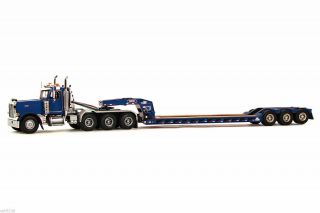 Peterbilt 379 Blue With Rogers 3 - Axle Lowboy Wsi 1:50 Scale Model 34 - 1003