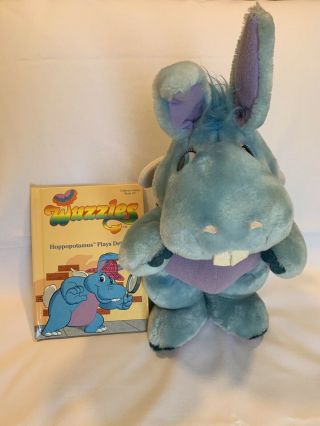Vintage 1984 Hasbro Softies & Disney Hoppopotamus Wuzzles Plush And Book