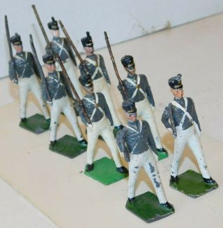Old Britains England 1950s Lead,  U.  S.  A.  West Point Cadets Marching,  8 Piece Set