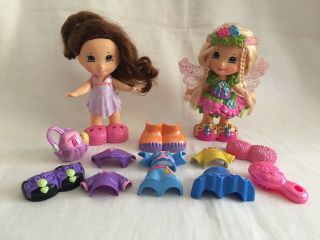 Fisher Price Snap N Style Dolls 1 Fairy Nadia Rare & 1 Brown Hair,  Accessories