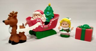 Fisher Price Little People Santa Claus & Sleigh W/musical Tree,  Elf & Present