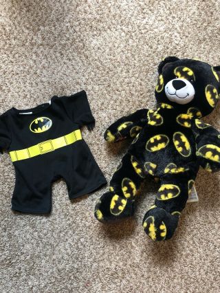 Build A Bear Batman Plush 16 " Black & Yellow Logo Dc Comics Stuffed Animal