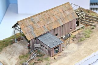 Built Ho Scale Fine Scale Kit Of A Sawmill With All Castings,  Figures & Track