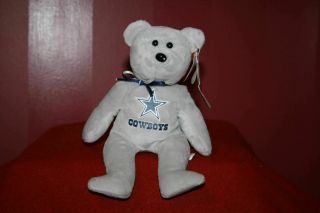 Ty Beanie Babies " Dallas Cowboys Nfl Football Bear " Plush Stuffed Animal Nwt