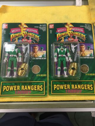 Bandai Mighty Morphin Power Rangers Auto Morphin Green Ranger Tommy 1994 (2x)