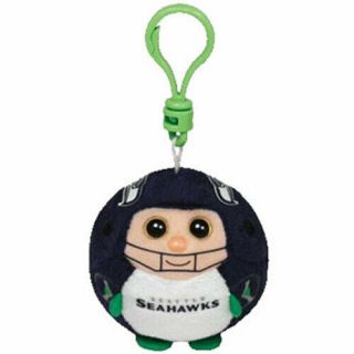 Ty Nfl Beanie Ballz - Seattle Seahawks (plastic Key Clip - 2.  5 Inch) - Mwmts Ball