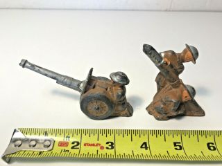 Two Vintage Cast Iron / Lead Toy Military Soldier Figures Ww1 - Very Cool