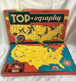 Vintage Topography A Cadaco - Ellis Educational Game Of The United States 1953