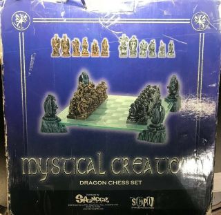 Mystical Creations Dragon Chess Set Elevated Glass Spencer Gifts