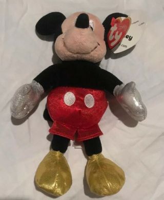 Ty Beanie Baby Sparkle Mickey Plush With Tag