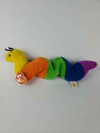 Ty Beanie Baby Inch The Worm 4th Generation Tush Tag 1995 P.  V.  C.  Pellets
