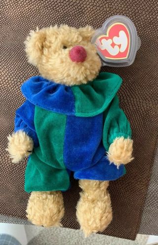 Rare With Error Ty Beanie Baby Attic Treasures Piccadilly Bear Clown Circus 1993