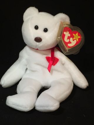 1993 Valentino Ty Beanie Baby Bear With Hang And Tush Tag Retired