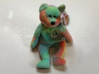 Ty Beanie Baby Peace Bear Stuffed Animal With Tag