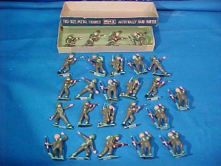 21 - 1950s Ahi Toys Wwii Us Toy Soldiers 2 " Lead Hand Painted Made In Japan