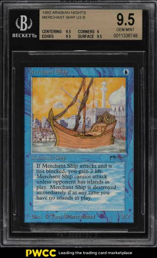 1993 Magic The Gathering Mtg Arabian Nights Merchant Ship U3 B Bgs 9.  5 (pwcc)