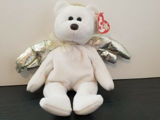 Ty Beanie Baby Halo Ii Angel Bear Dob January 14,  2000 Rare Brown Nose