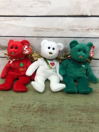 Ty Beanie Baby Babies Set 3 Peace Love Joy Gift Christmas Bear Bears 2004 Rare