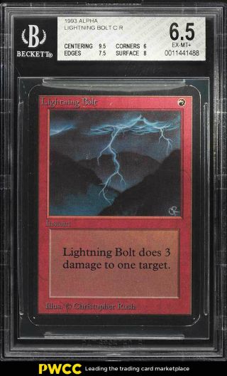 1993 Magic The Gathering Mtg Alpha Lightning Bolt C R Bgs 6.  5 Exmt,  (pwcc)