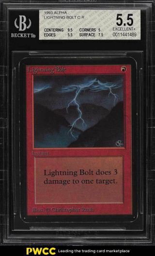 1993 Magic The Gathering Mtg Alpha Lightning Bolt C R Bgs 5.  5 Ex,  (pwcc)