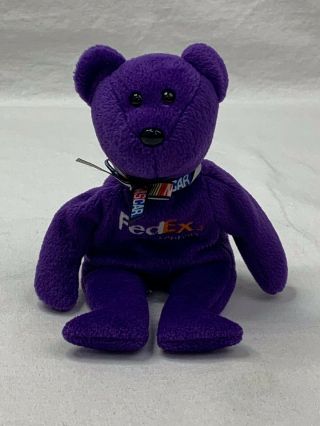 Ty Beanie Baby Express Denny Hamlin 11 Teddy Bear Purple Plush 9 "