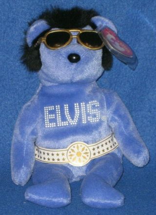 Ty Elvis Beanie Hawaii The Bear Beanie Baby - With Near Perfect Tag