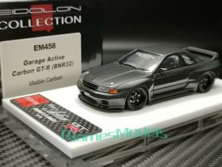 Make Up Em458 1/43 Nissan Skyline Gt - R Bnr32 Garage Active Carbon Visible