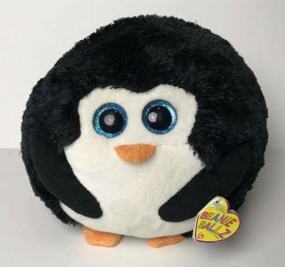 Avalanche Ty Beanie Ballz 8” Plush Round Stuffed Penguin With Tags