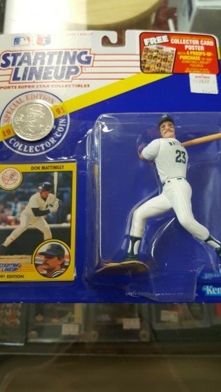 1991 Don Mattingly Vintage Starting Lineup Slu Figure,  With Card And Coin