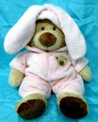 Bear In Pink Bunny Suit Ty Pluffies Plush 12 "