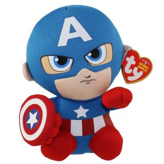 Ty Beanie Baby 6 " Captain America (marvel) Plush Stuffed Animal Toy Mwmt 