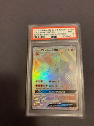 Pokemon Burning Shadows Charizard Gx Rainbow 150/147 Psa 9 Hyper Rare Secret