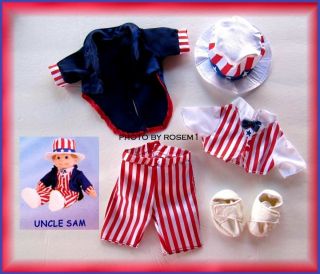 Ty Gear Beanie Kids Or Doll Usa Outfit Uncle Sam Clothes Fit A 10 - 12 " Doll