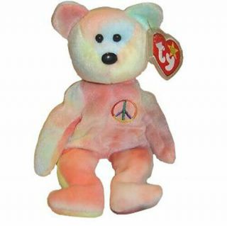 Ty Beanie Baby - Pastel Peace 102 The Ty - Dyed Bear (misc) (8.  5 Inch) - Mwmts