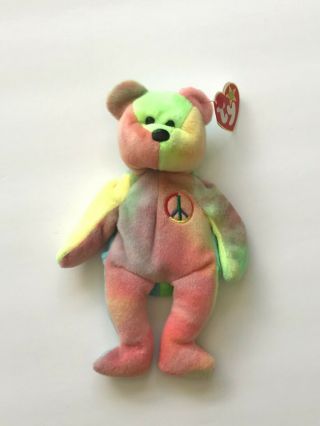 Peace Bear 4053 Ty Beanie Baby Mwmt - Colors