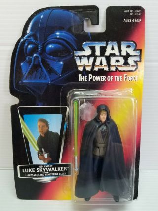 1996 Kenner Star Wars Potf2 Red Card Jedi Knight Luke Skywalker Brown Vest Moc
